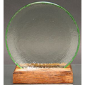 Celery Green Circle of Excellence Award Plate w/Wood Base - Recycled Glass